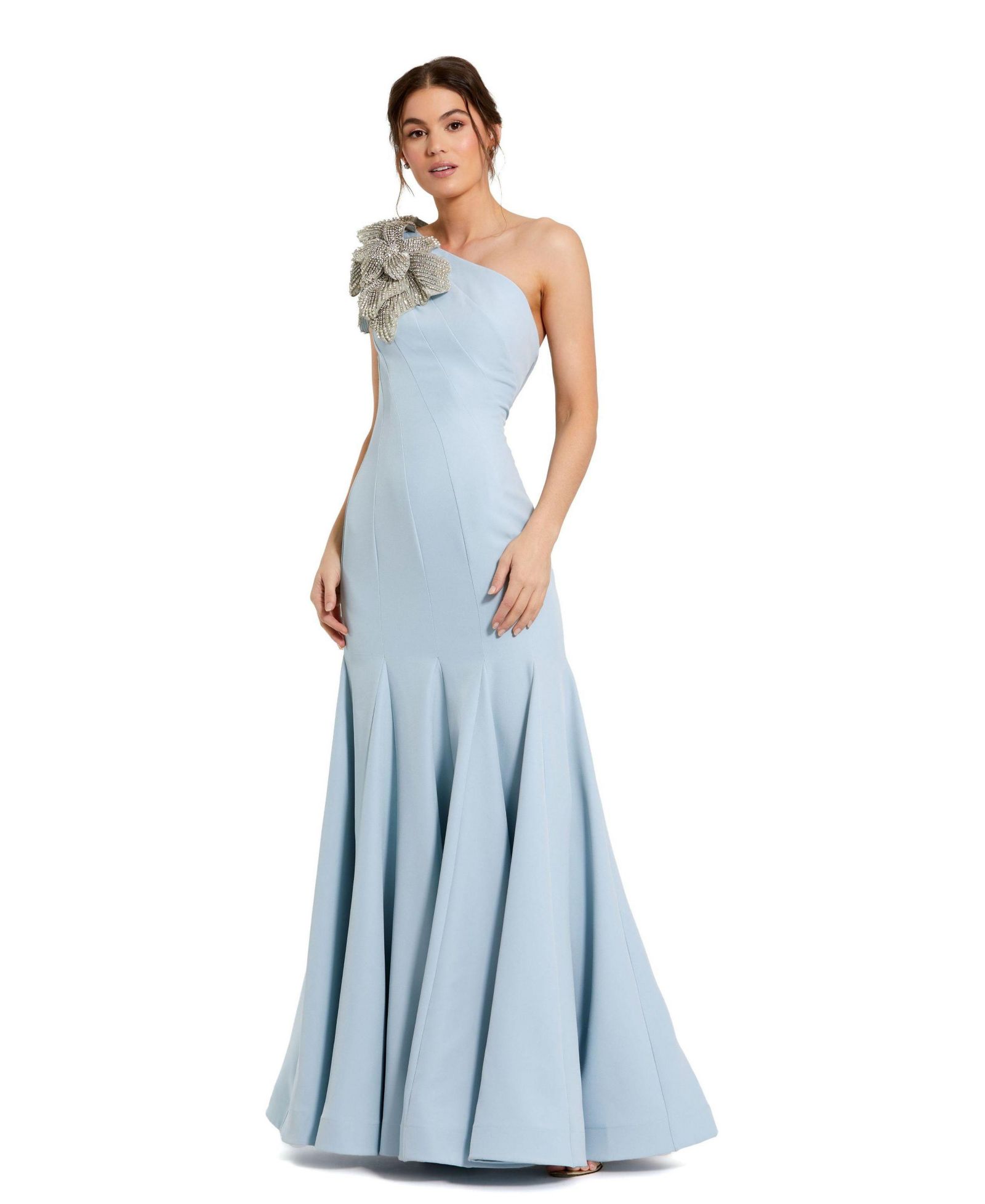 Mac Duggal Женское вечернее платье Crepe One Shoulder With Flower