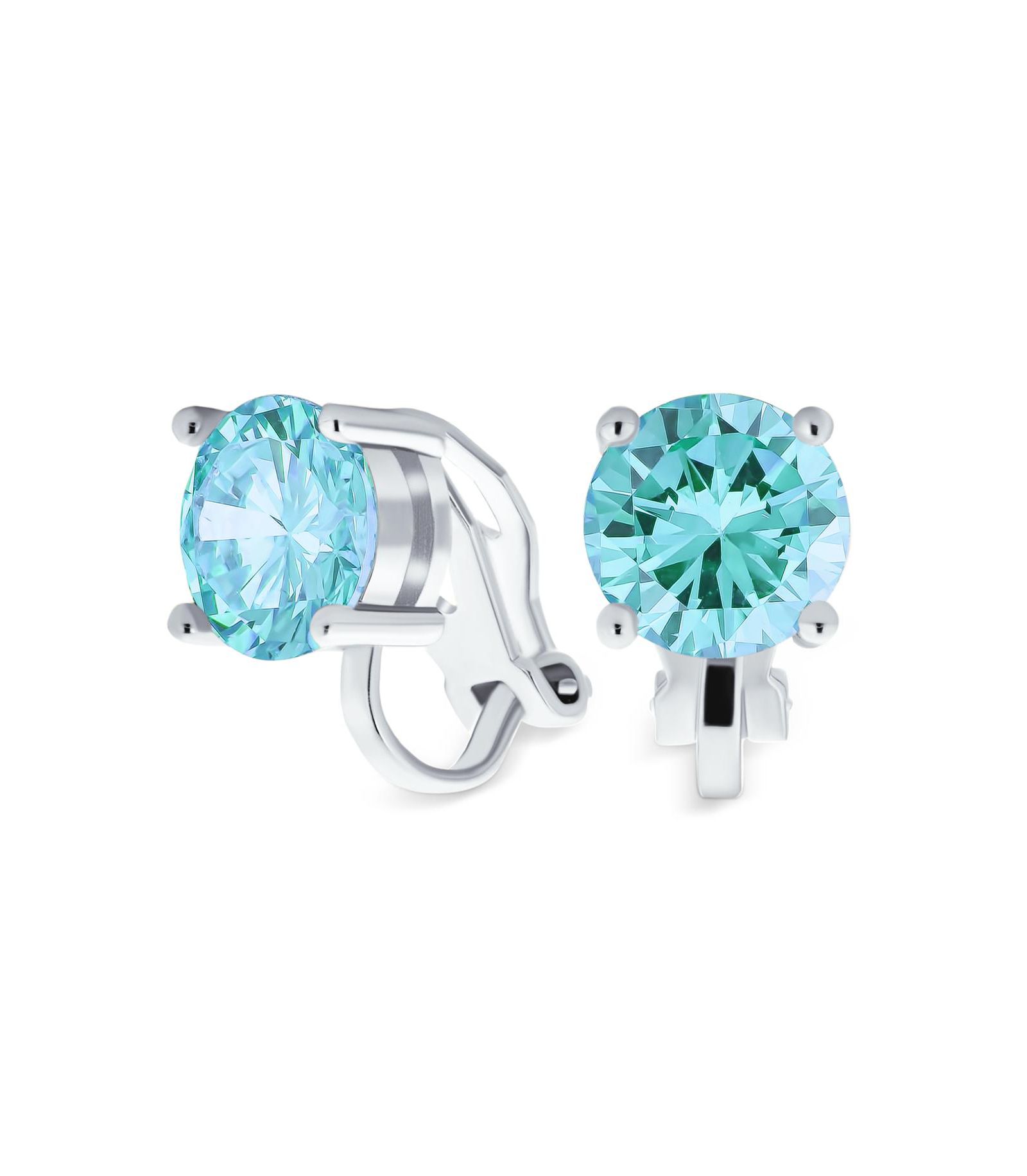 Серьги-гвоздики Bling Jewelry Classic 2CT Solitaire Round Cubic Zirconia CZ Clip On Non Piercing