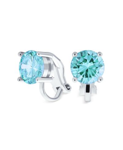 Серьги-гвоздики Bling Jewelry Classic 2CT Solitaire Round Cubic Zirconia CZ Clip On Non Piercing