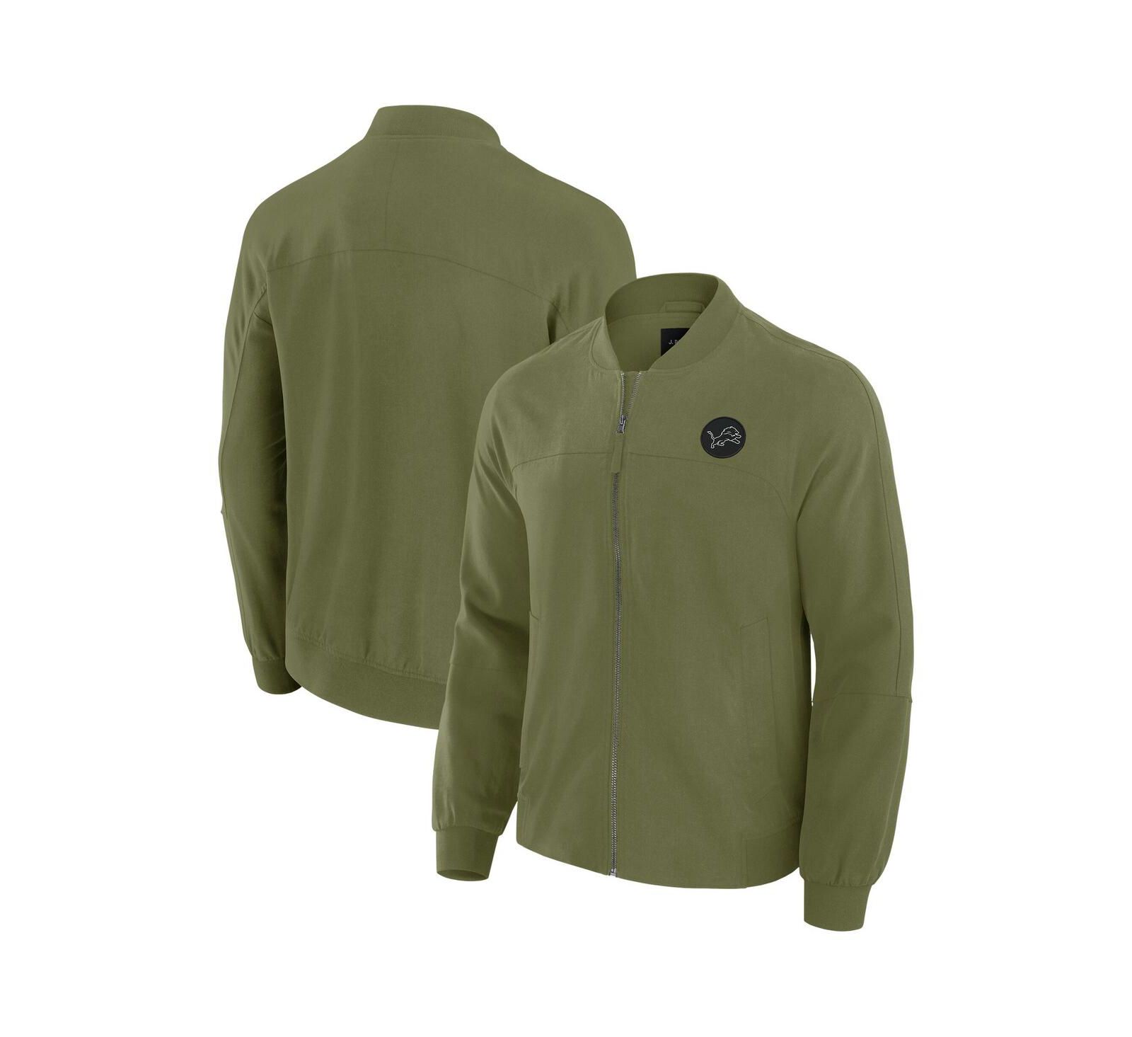 J. Palmer Men's Olive Detroit Lions Lightweight Cover-4 Tri-Blend Full-Zip Jacket