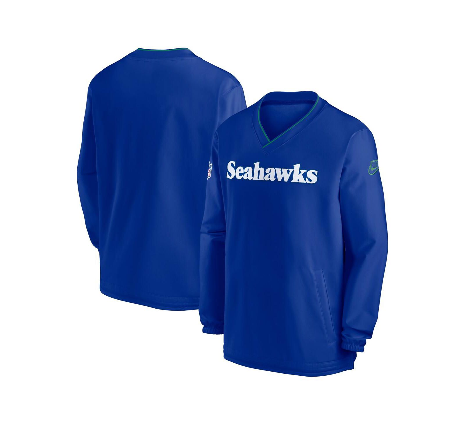 Nike Мужская ветровка Nike Seattle Seahawks 2024 Sideline Throwback Logo Long-Sleeve V-Neck