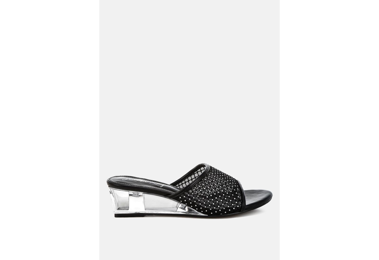 London Rag Women's Tempra Mesh Clear Heel Wedge Sandals