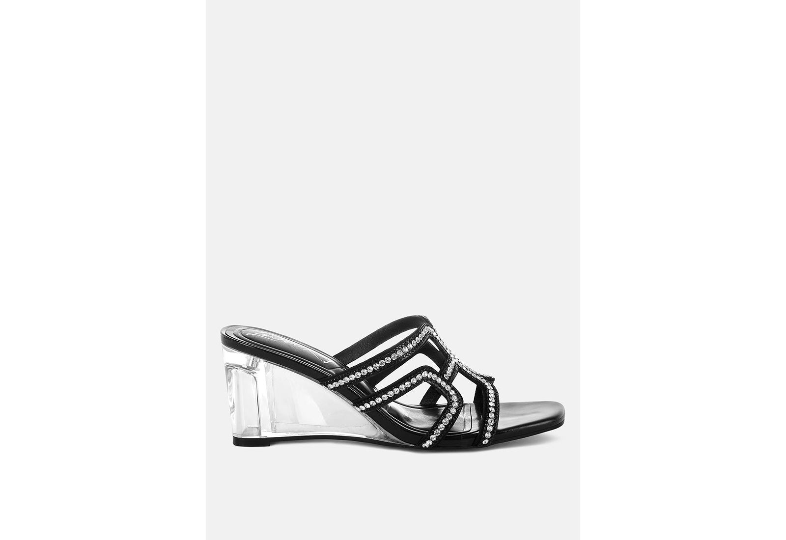 London Rag Womens Caqueta Metallic Rhinestone Clear Wedge Sandals