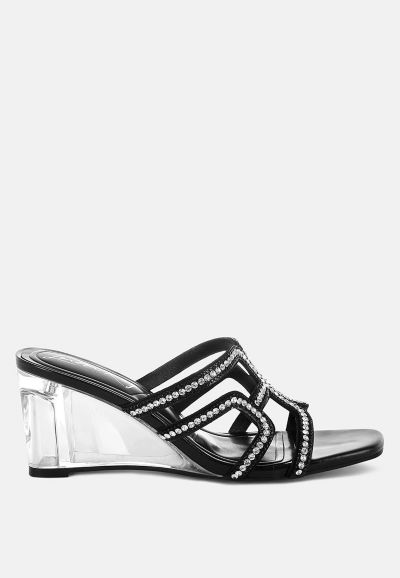 Женские босоножки на танкетке London Rag Caqueta Metallic Rhinestone Clear