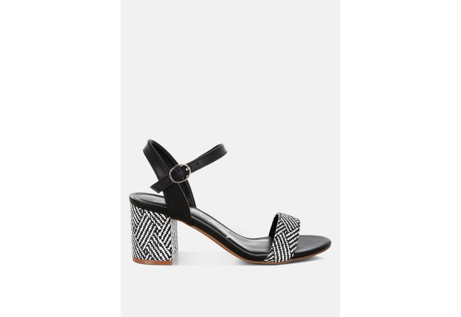 London Rag Womens Tulata Raffia Pin Buckle Block Heels