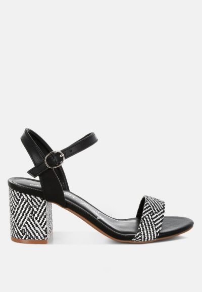 Женские босоножки London Rag Womens Tulata Raffia Pin Buckle Block Heels