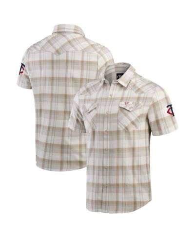Мужская рубашка Fanatics Gray Minnesota Twins Plaid Full-Snap