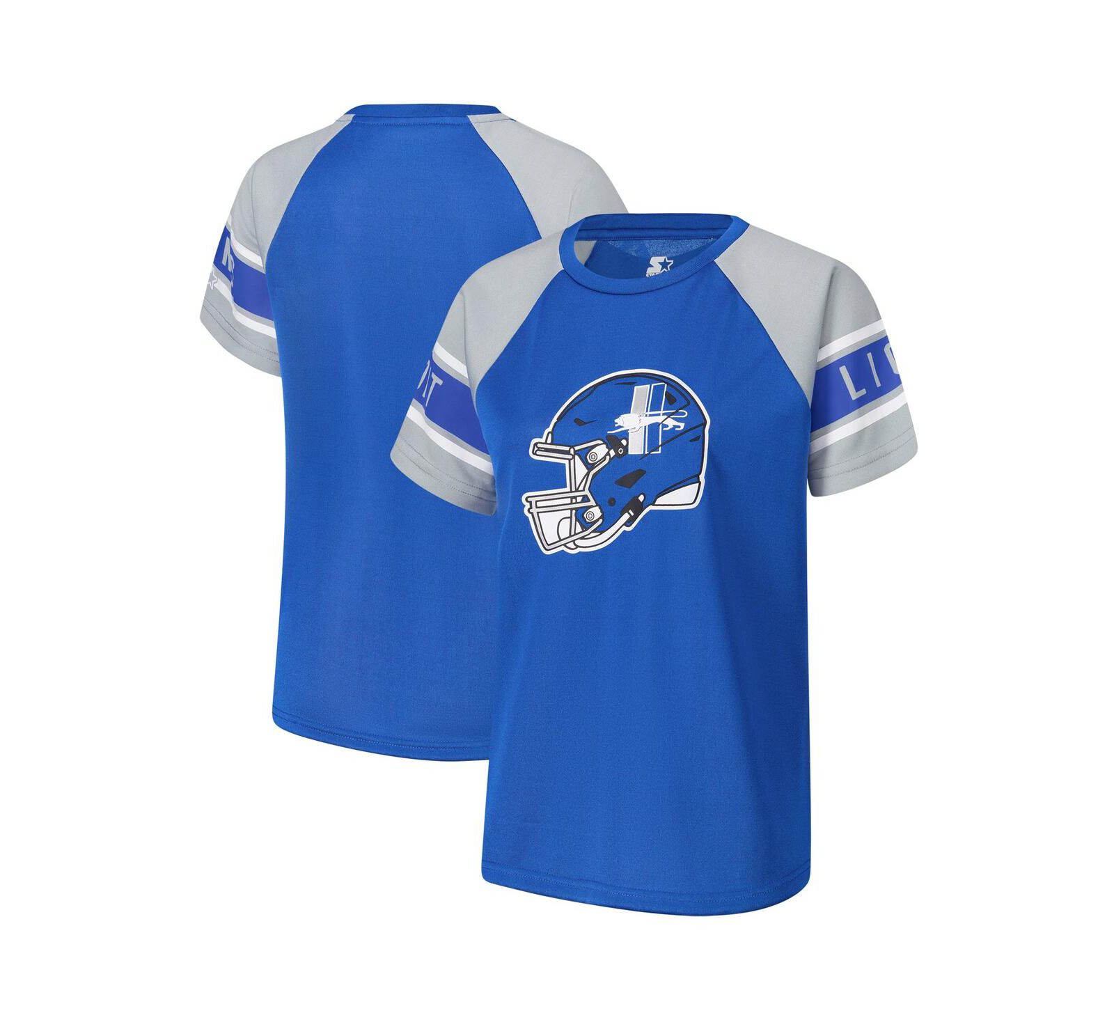 Starter Women's Blue Detroit Lions 1st Rounder Color Block Raglan Top