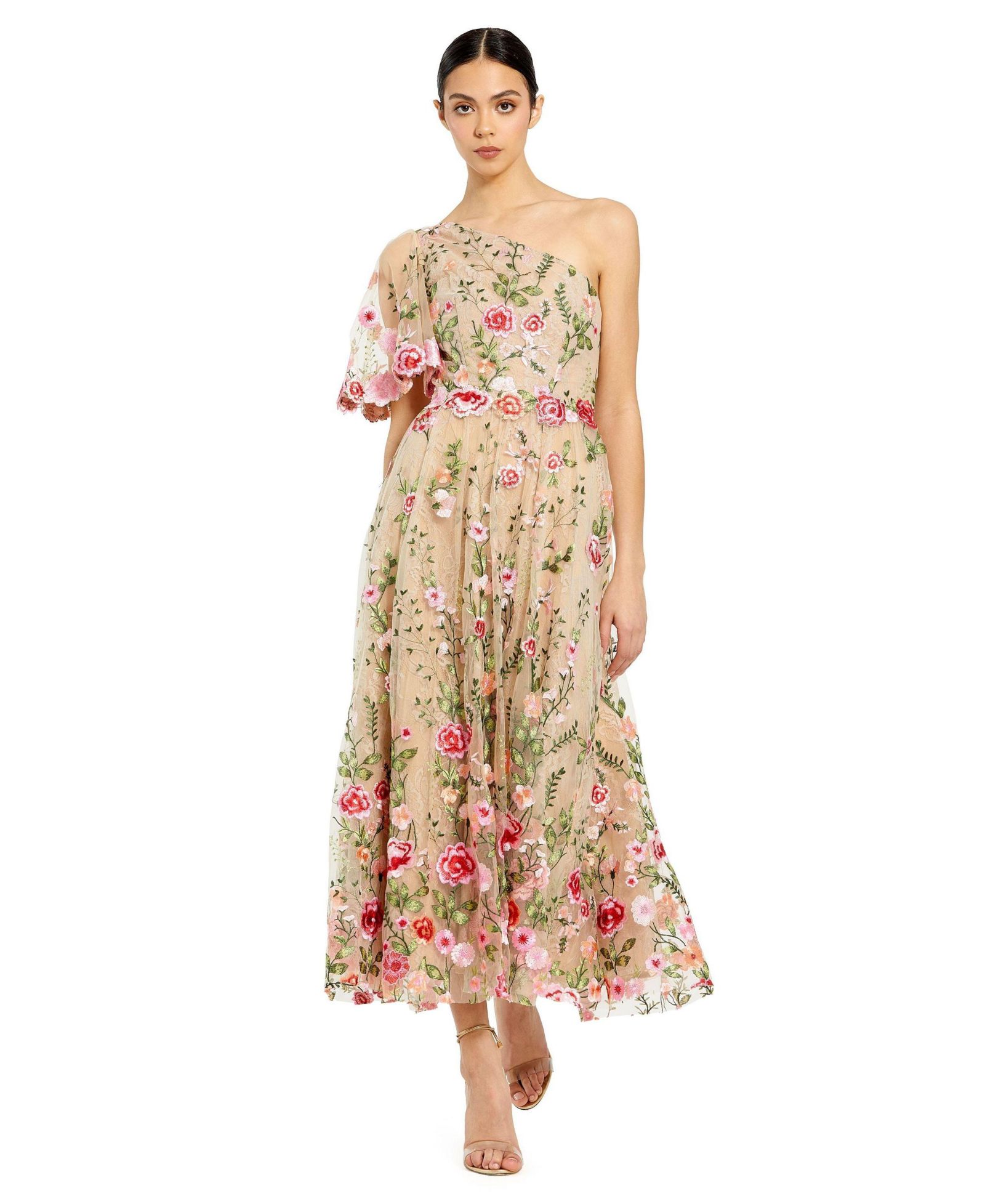 Женское платье с кружевом One Shoulder Lace Embroidered