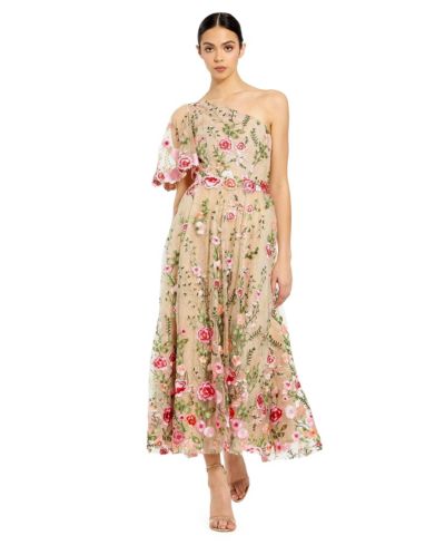 Женское платье с кружевом One Shoulder Lace Embroidered