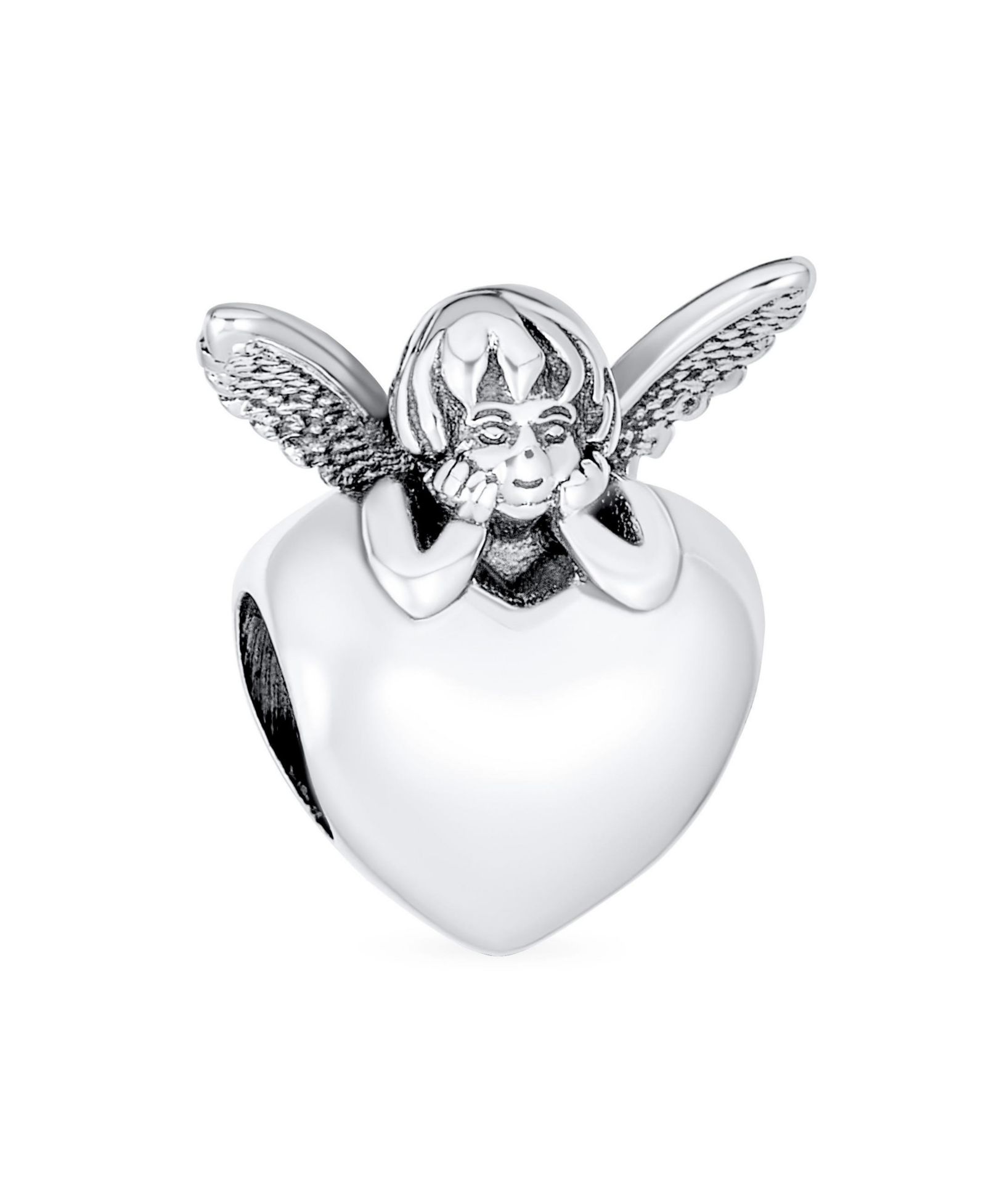 Bling Jewelry бусина-шарм с инициалом алфавита, фея, крылья ангела, сердце, стерлинговое серебро