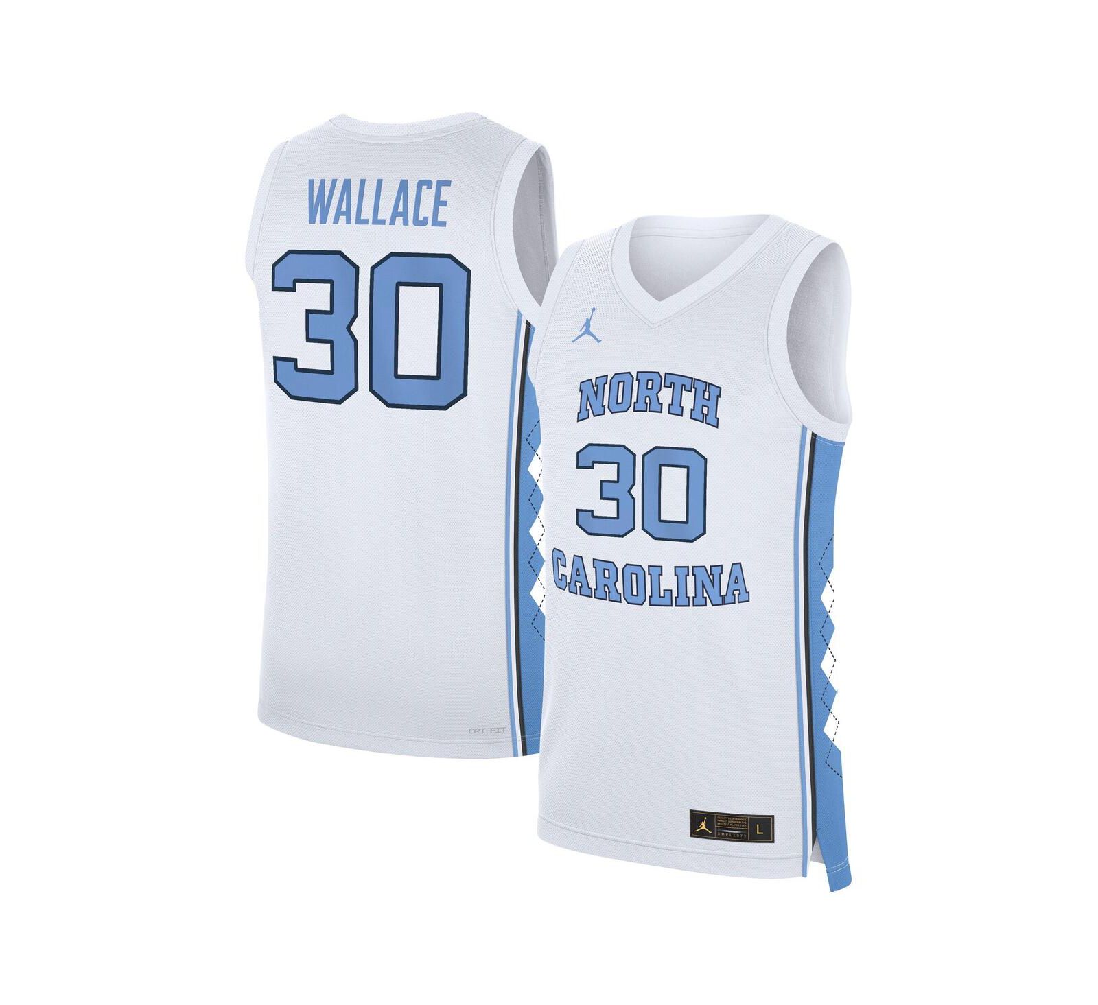 Мужская баскетбольная джерси Jordan Rasheed Wallace White North Carolina Tar Heels Replica