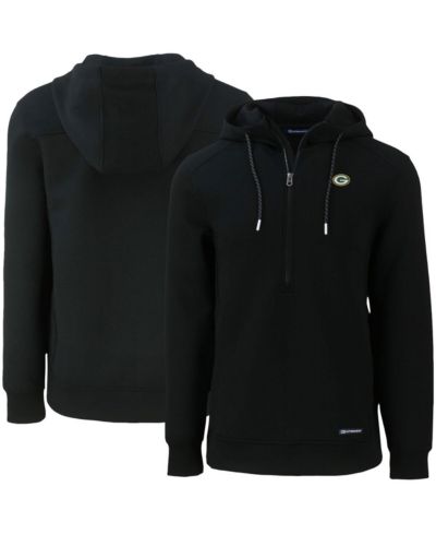 Мужское худи Cutter & Buck Black Green Bay Packers Primary Mark Roam с полумолнией