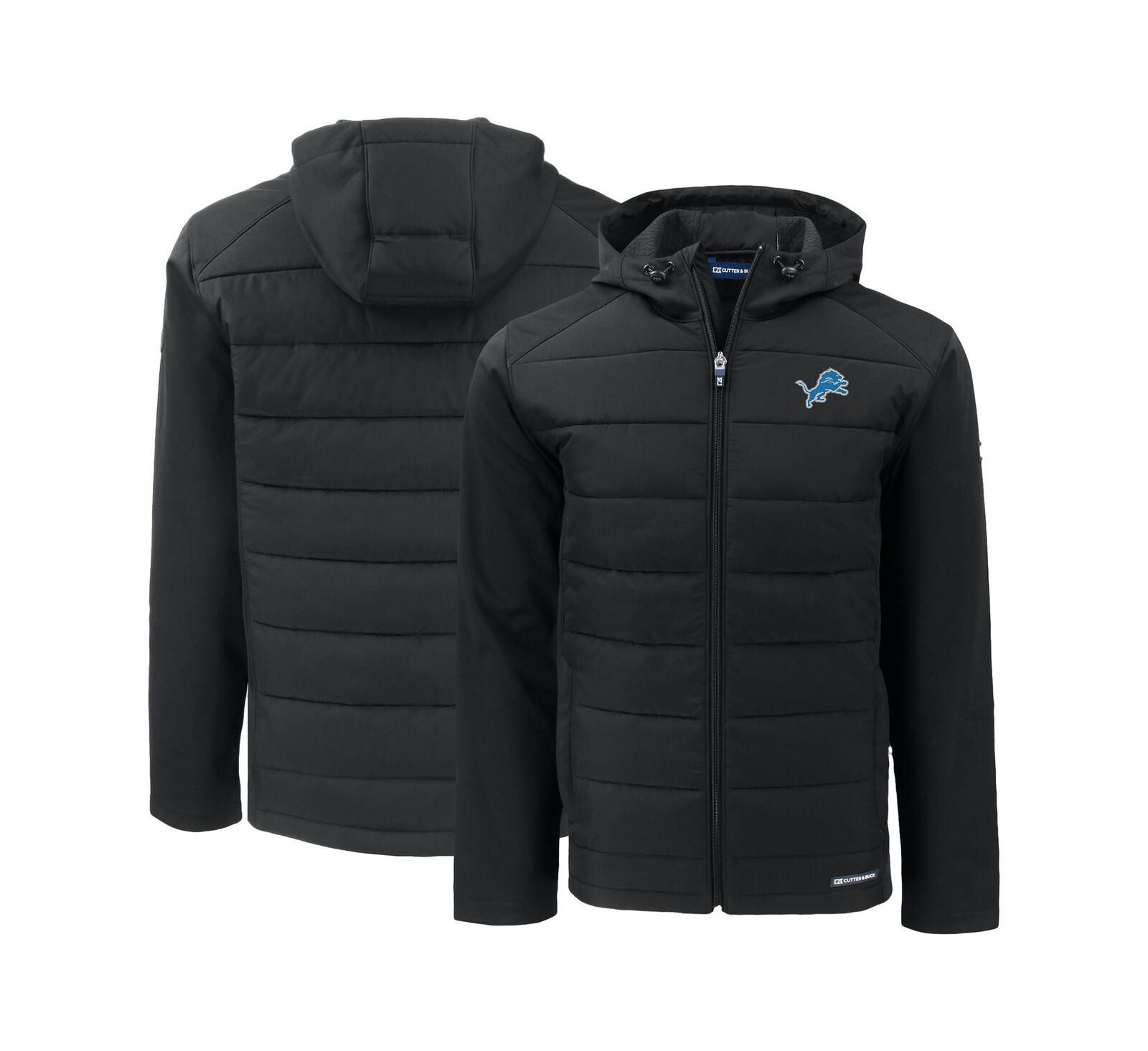 Cutter & Buck Men's Black Detroit Lions Evoke PrimaLoft Hybrid Softshell Full-Zip Hooded Jacket
