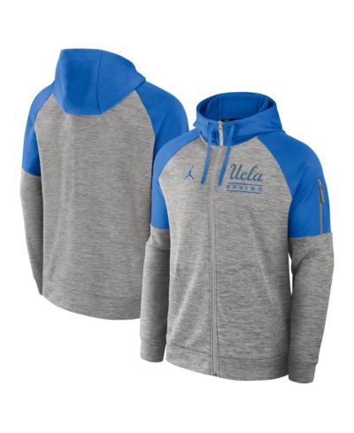 Jordan Men's Heather Gray UCLA Bruins Fitness Raglan Performance Full-Zip Hoodie