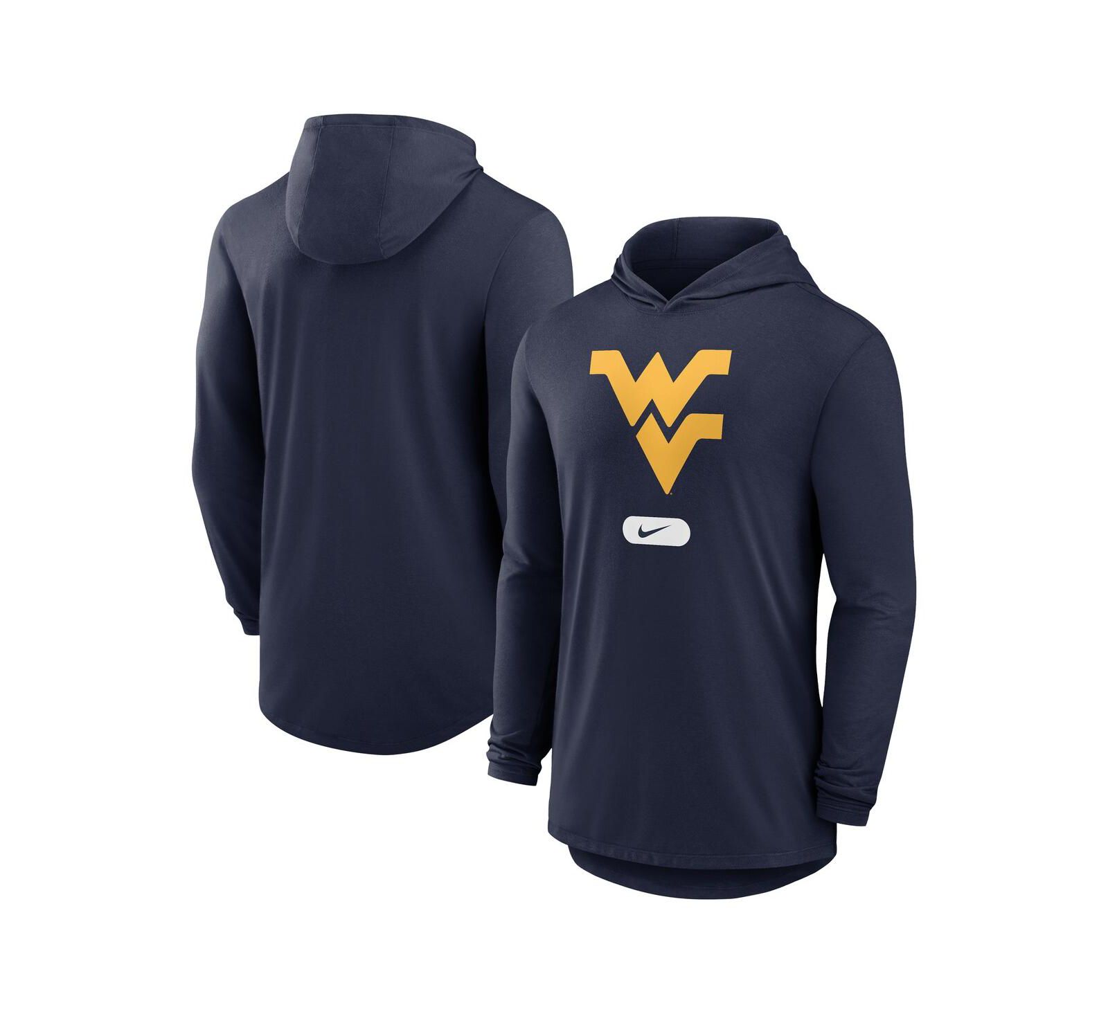 Nike Men's Navy West Virginia Mountaineers Lightweight Performance Long Sleeve Hoodie T-Shirt
