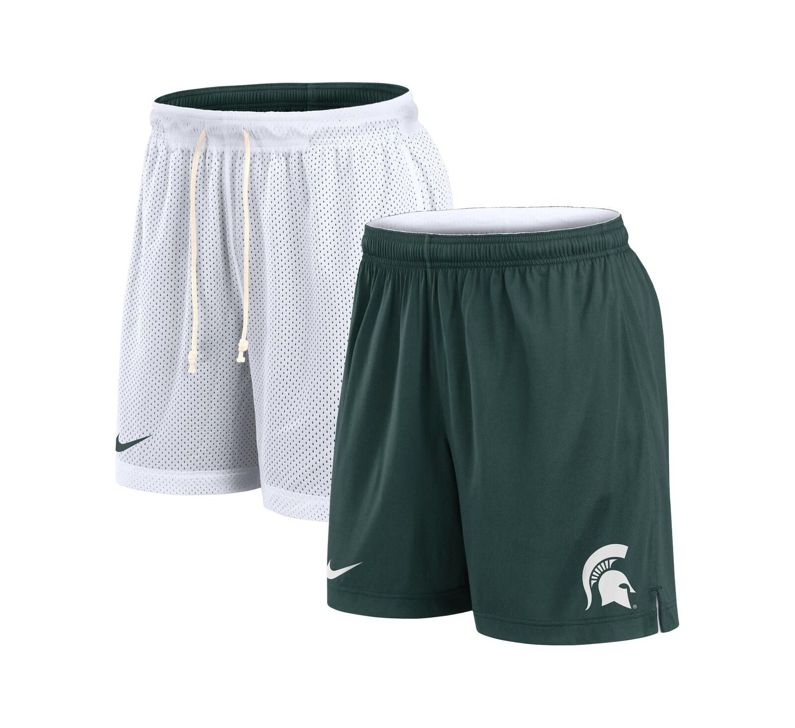 Nike Men's White/Green Michigan State Spartans Primetime Reversible Performance Shorts