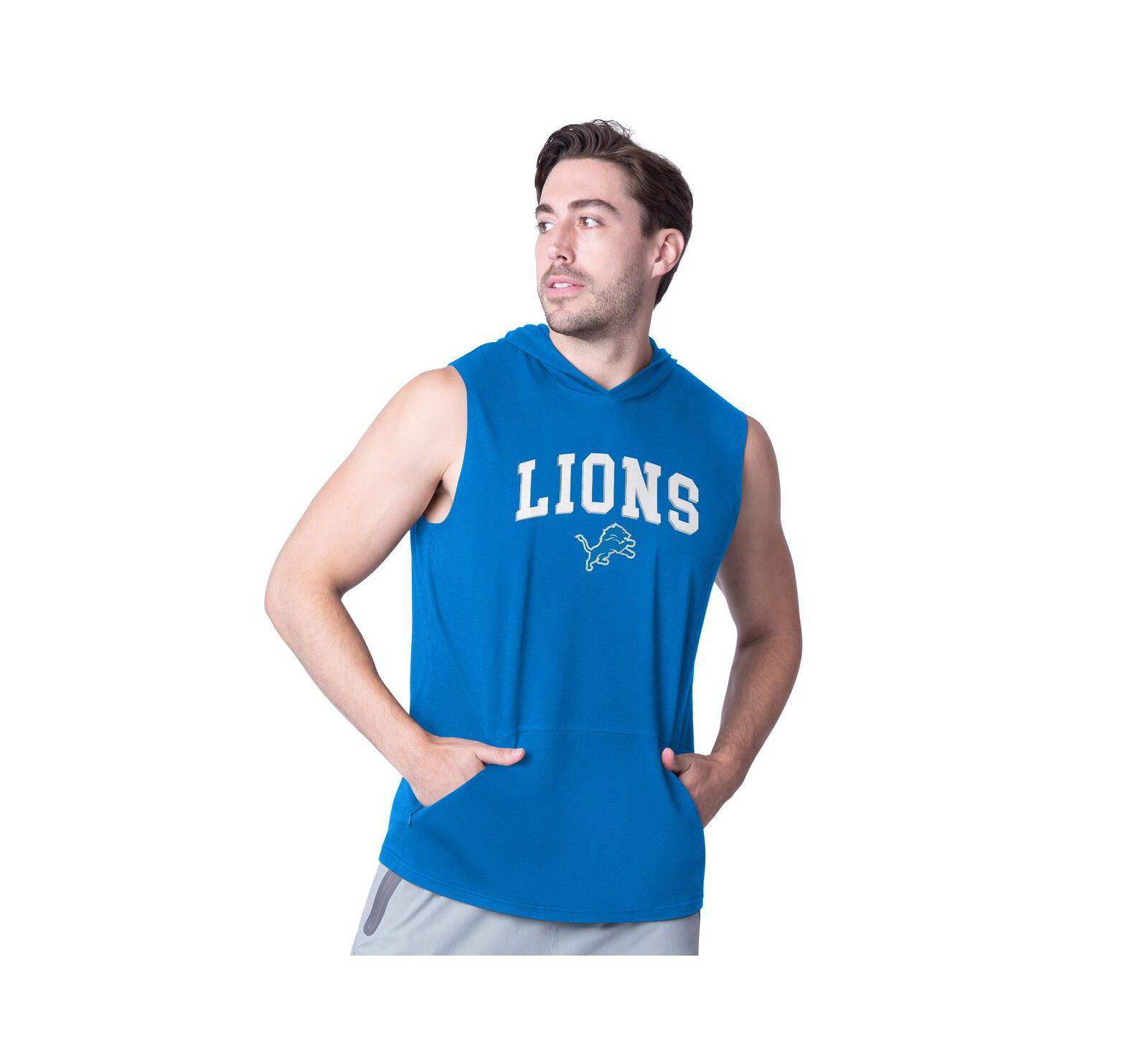 Мужской худи MSX by Michael Strahan Royal Detroit Lions Action Sleeveless Pullover