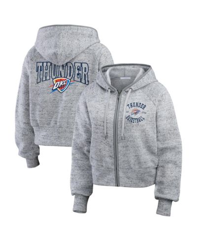 WEAR by Erin Andrews Women's Heather Gray Oklahoma City Thunder Speckled Radiator Full-Zip Hoodie