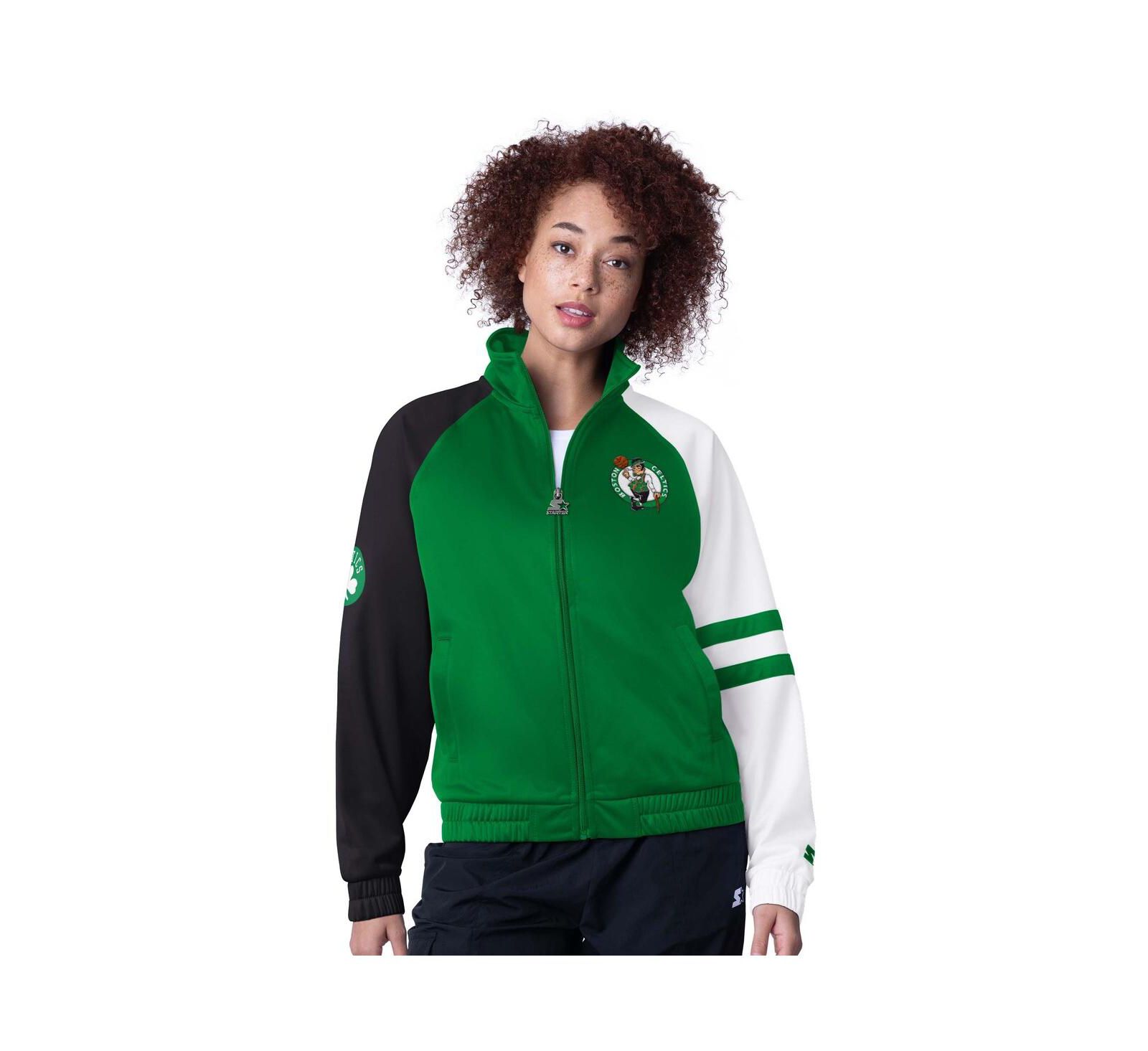 Starter Women's Kelly Green Boston Celtics Line Up Dolman Raglan Full-Zip Track Jacket