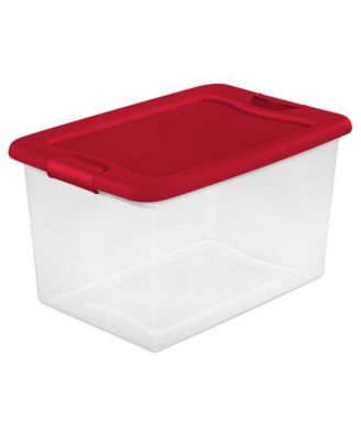 Sterilite 64 Qt. Clear Plastic Latching Lid Storage Bin Container Tote, 6 Pack