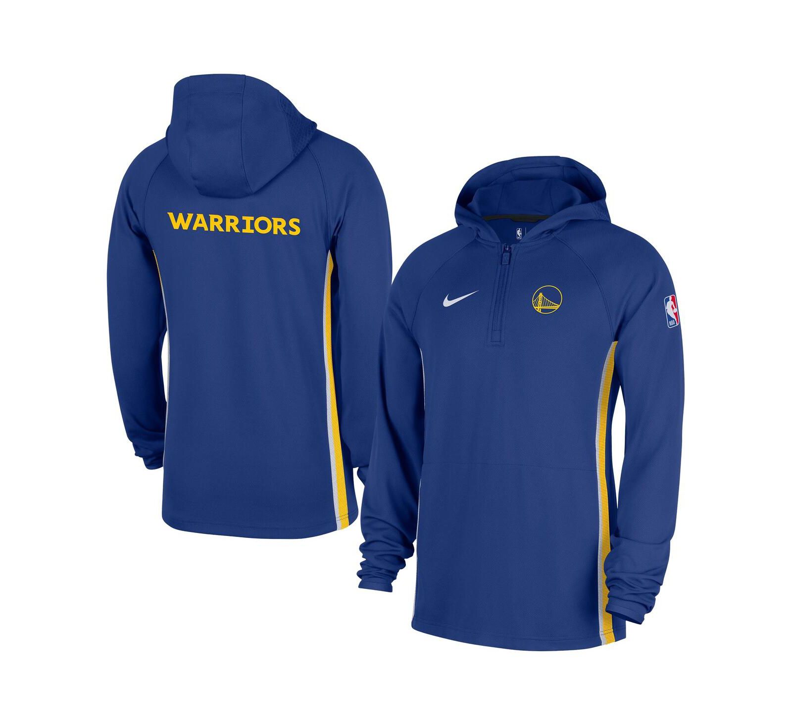 Nike Men's Blue Golden State Warriors Authentic On Court Zone Quarter-Zip Dri-FIT Hoodie Jacket