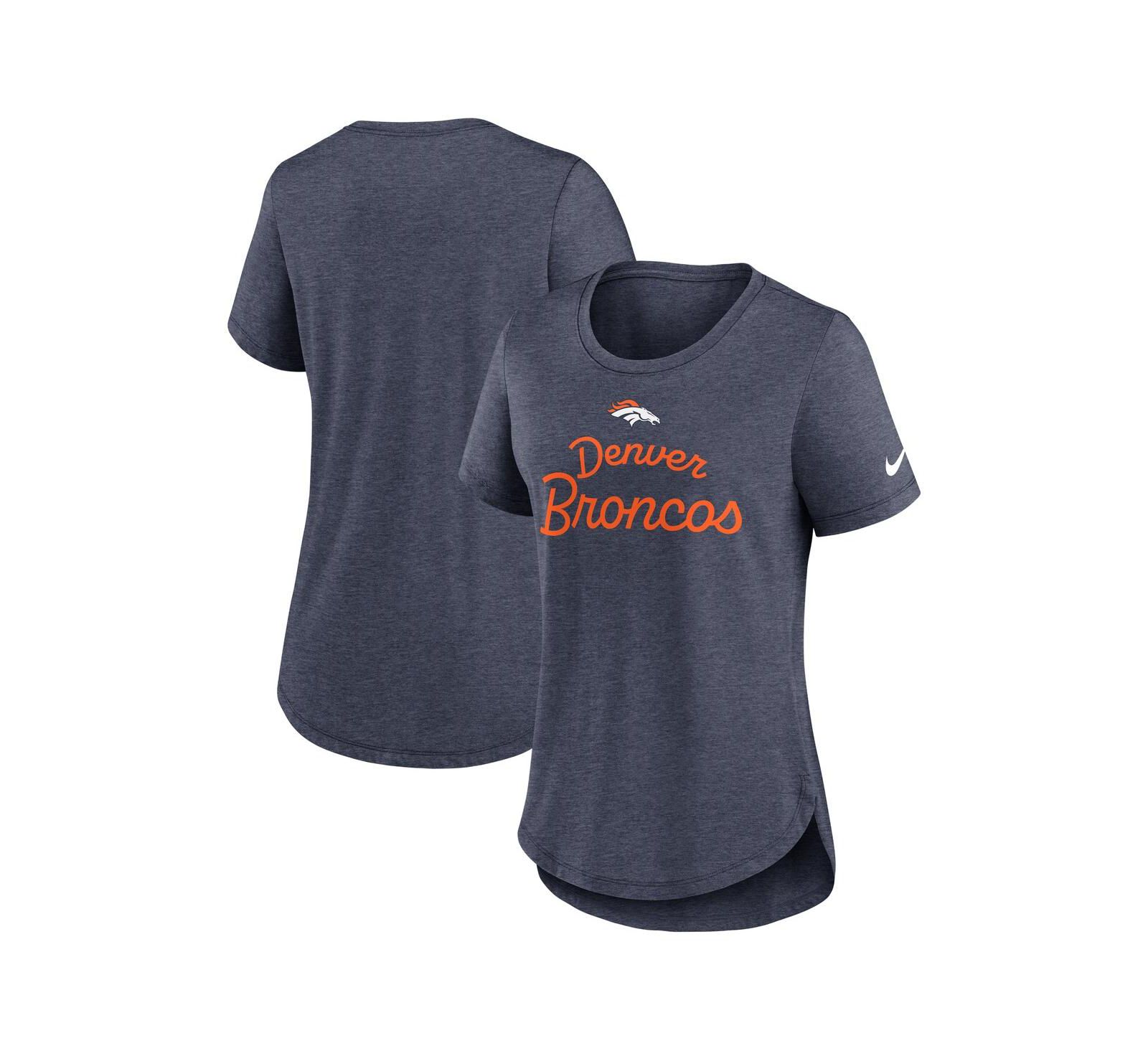 Nike Women's Navy Denver Broncos Script Tri-Blend T-Shirt