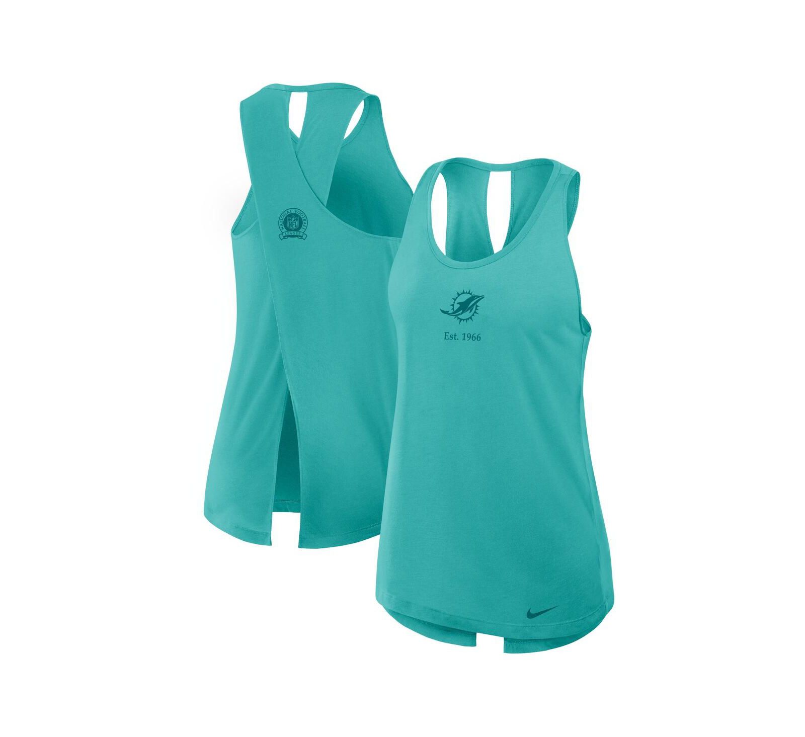 Женская майка Nike Aqua Miami Dolphins Glory Crisscross Performance