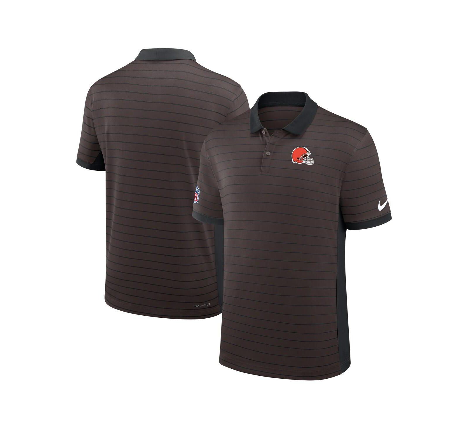 Мужская рубашка-поло Nike Brown Cleveland Browns Sideline Victory Stripe Performance