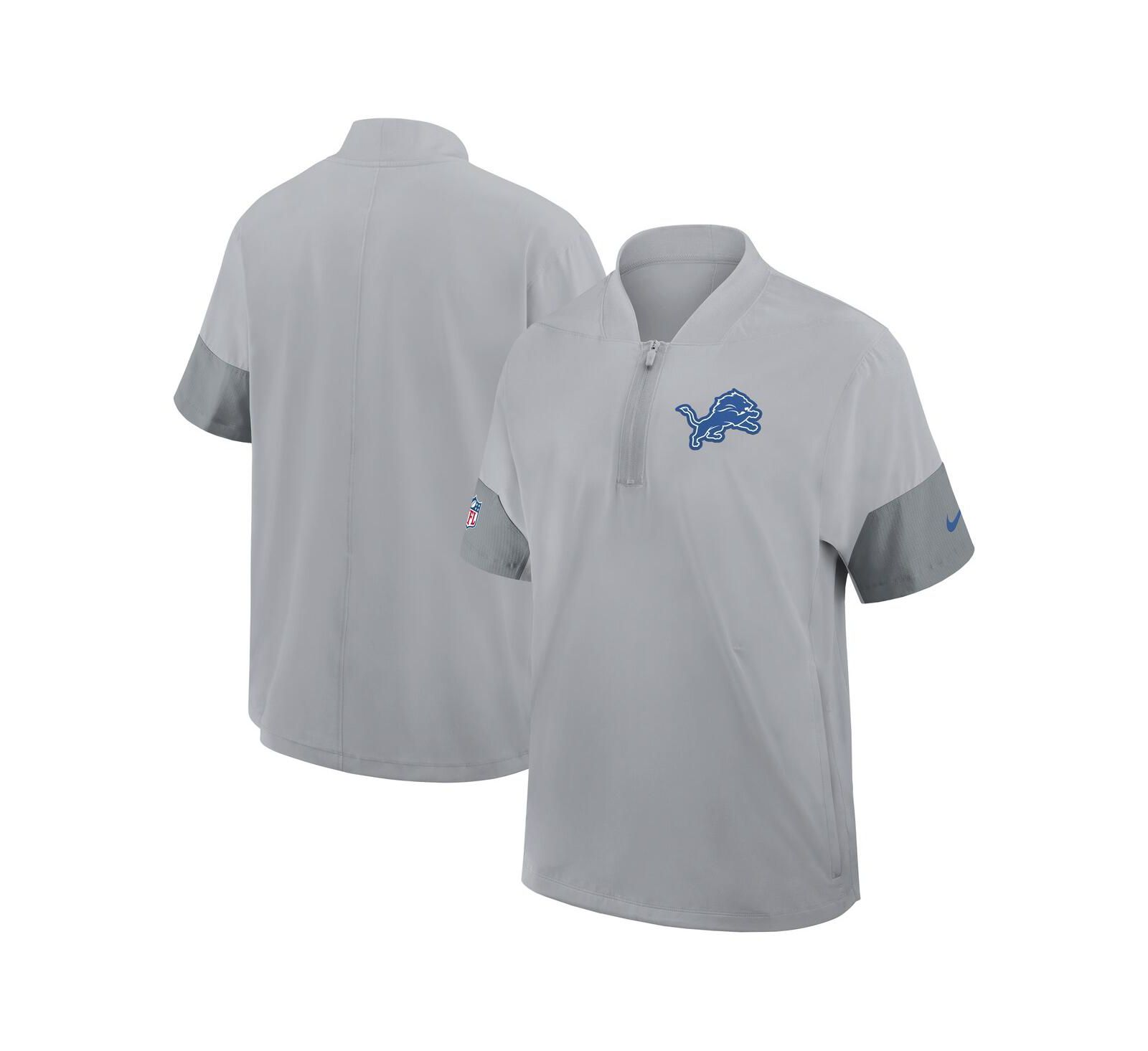 Nike Men's Gray Detroit Lions Sideline Short Sleeve Quarter-Zip Performance Coach Jacket