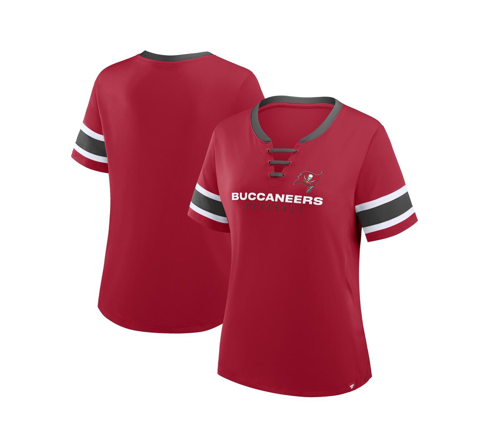 Fanatics Women's Red Tampa Bay Buccaneers Redzone Draw Play Athena Lace-Up T-Shirt