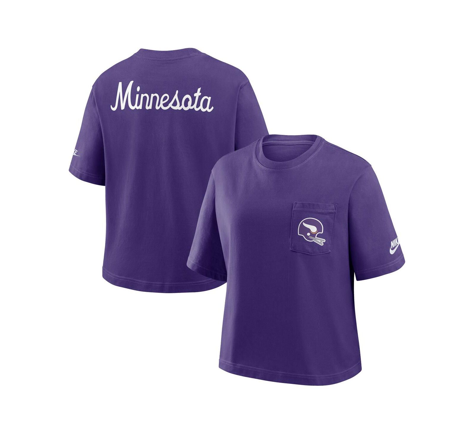 Футболка Nike Women's Purple Minnesota Vikings Rewind Pocket Boxy