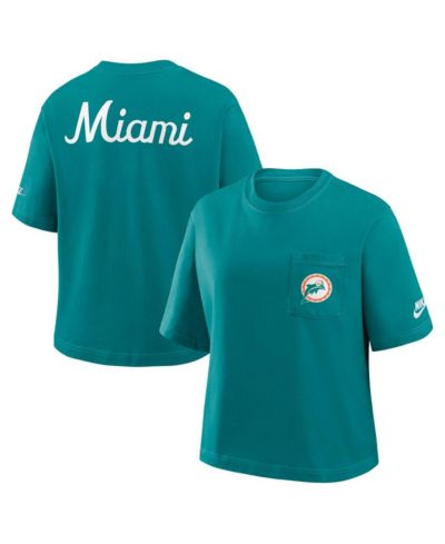 Nike Women's Aqua Miami Dolphins Rewind Pocket Boxy T-Shirt