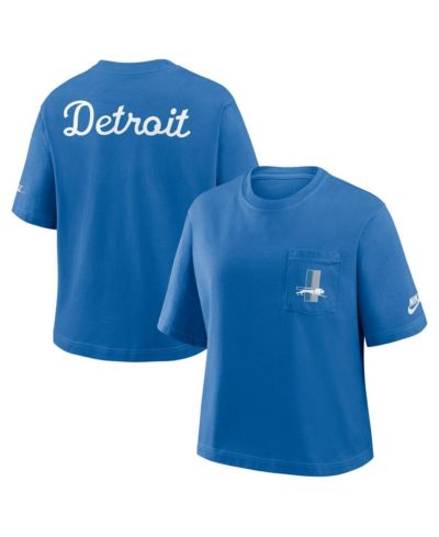 Женская футболка Nike Blue Detroit Lions Rewind Pocket Boxy
