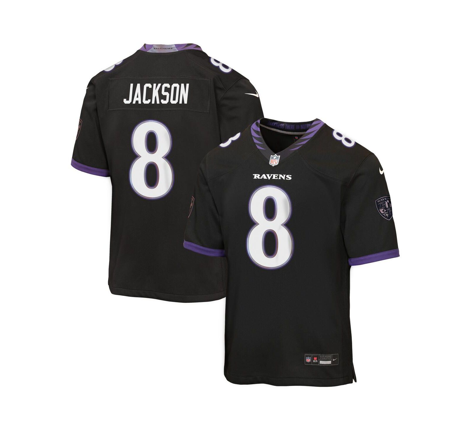Детская игровая джерси Nike Lamar Jackson Baltimore Ravens черная