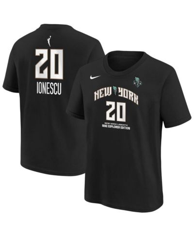 Nike Big Boys and Girls Sabrina Ionescu Black New York Liberty Explorer Edition Name & Number T-Shirt