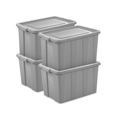 Sterilite 30 Gallon Tuff1 Storage Tote, Stackable Plastic Bin with Lid, 4 Pack