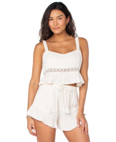 Укороченный топ Roxy Women's Island Time Cotton Tiered Cropped Top
