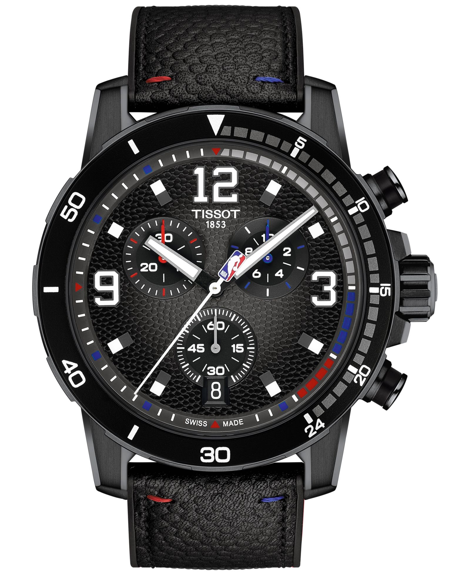 Часы Tissot Men's Swiss Chronograph Supersport NBA, кожаный ремешок, 45mm