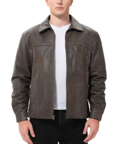 BGSD Men David Distressed Leather Jacket