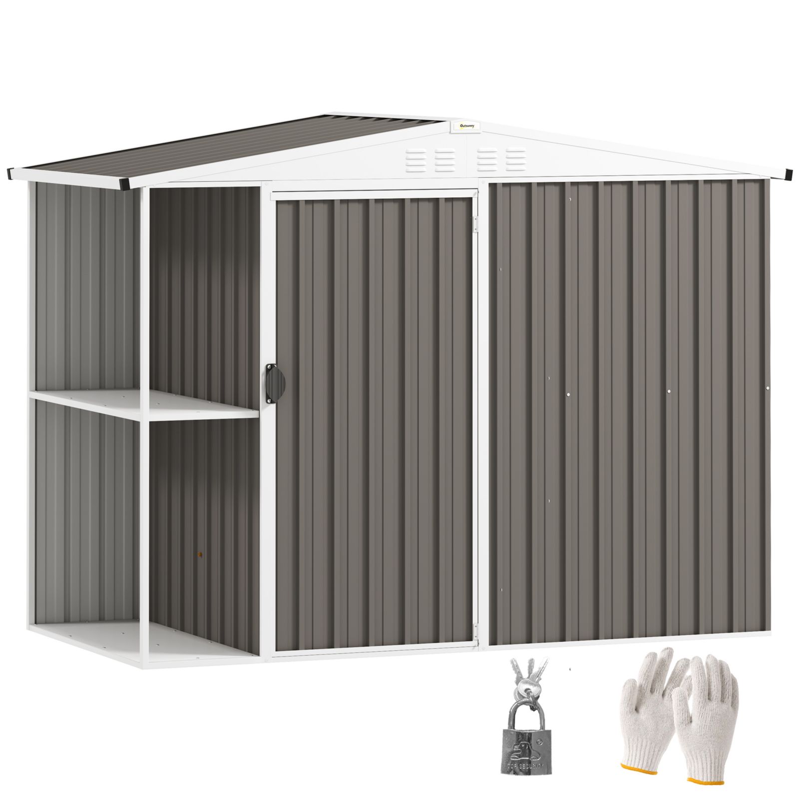 Outsunny 8 x 4ft Metal Garden Shed, Tool Shed w/ Lockable Door