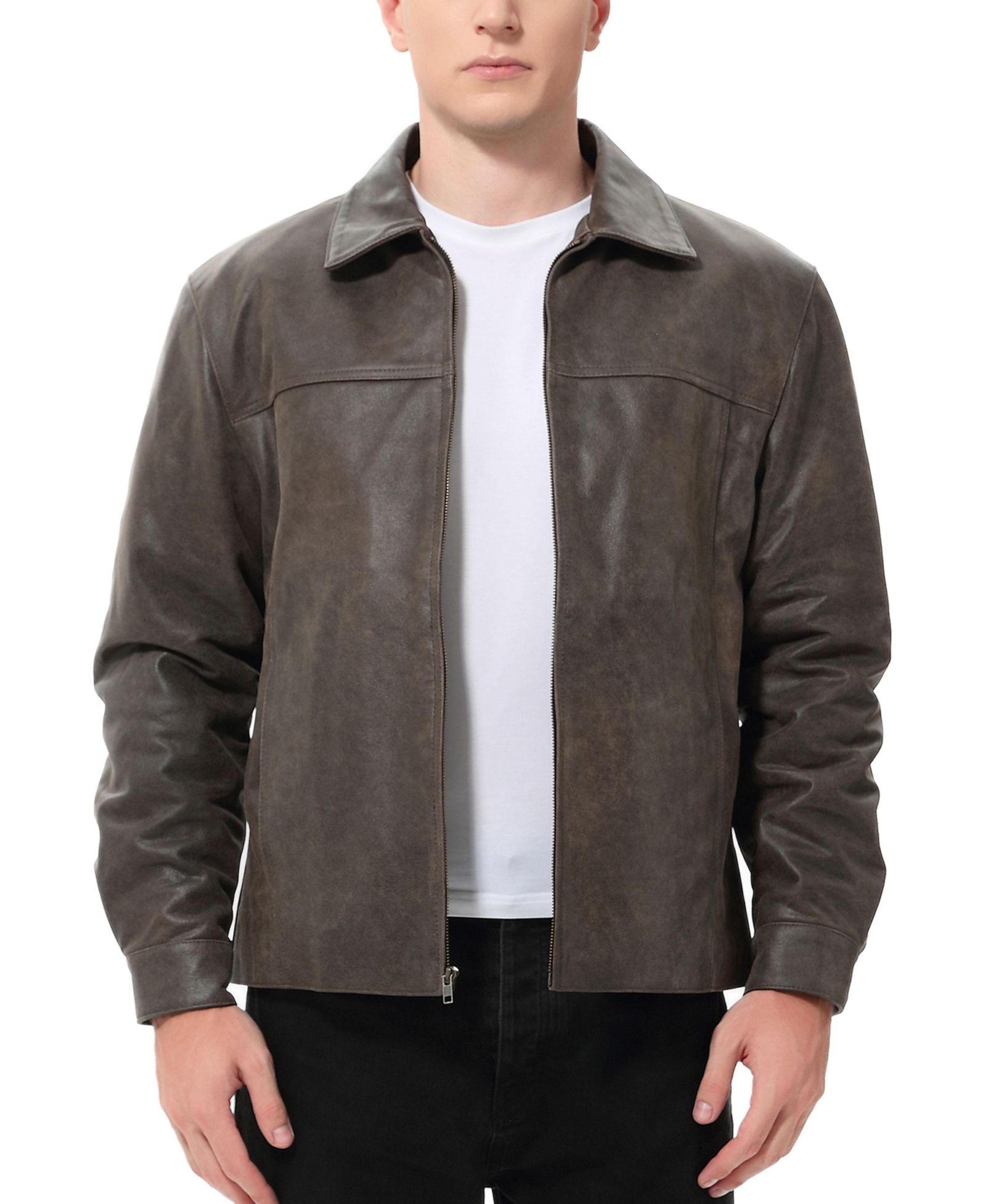 BGSD Tall Men David Distressed Leather Jacket