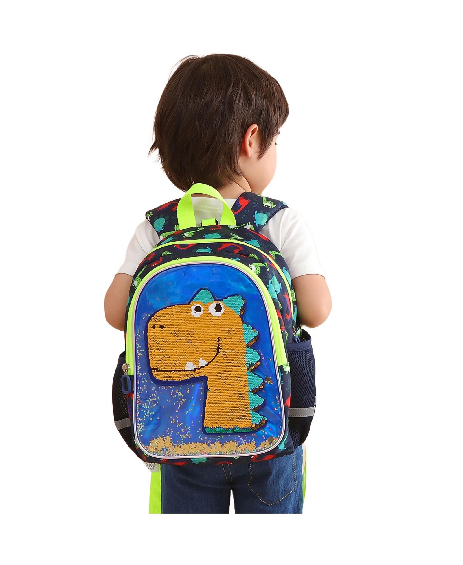 Sunveno Toddler Dinosaur Backpack Reversible Sequins