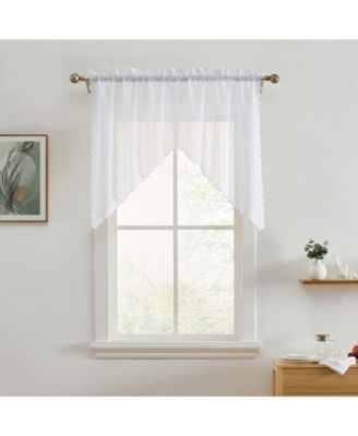 HLC.ME Sophia Floral Rod Pocket Lace Short Cafe Swags for Small Windows - 28 x 36 Inch Length (White Swags, Set of 2)
