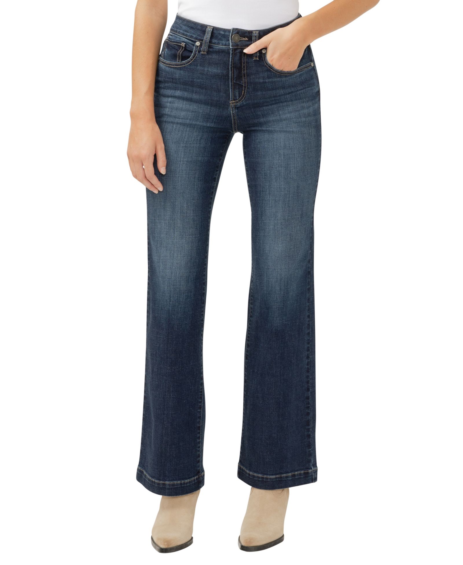 Silver Jeans Co. Women's Avery High Rise Curvy Fit Trouser Jeans
