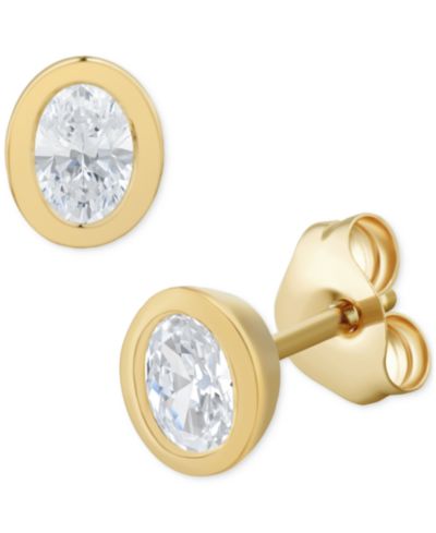 Серьги-гвоздики Macy's с овальным бриллиантовым обрамлением (3/8 ct. t.w.), 14k Gold