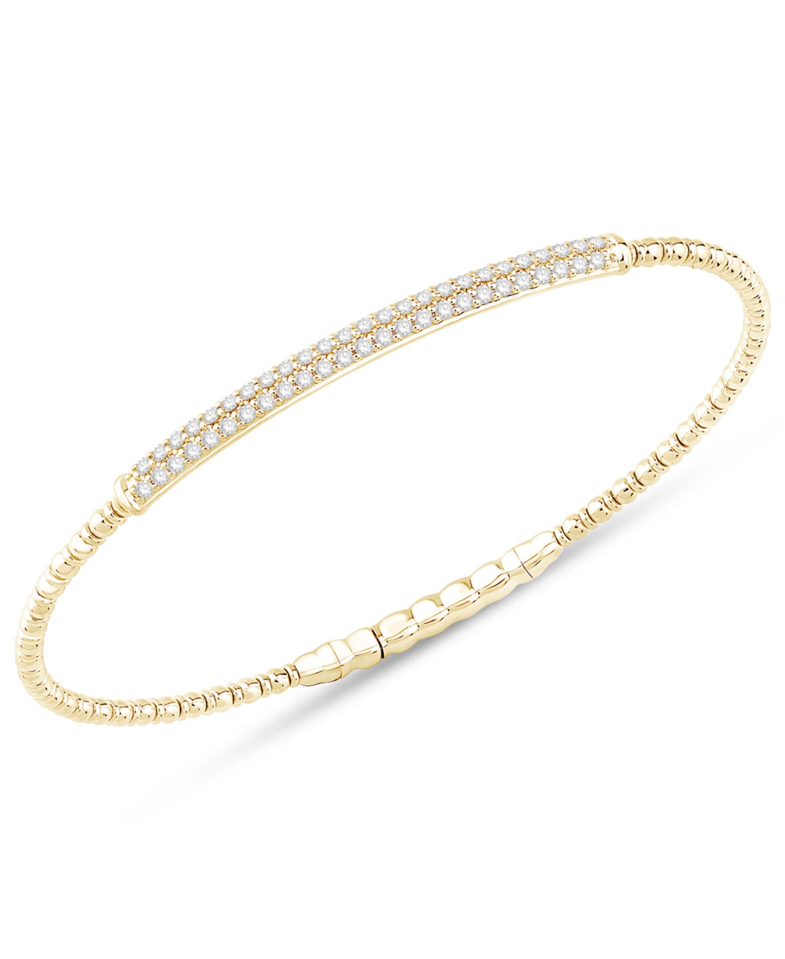 Diamond Double Row Pavé Flexible Bangle Bracelet (1/2 ct. t.w.) in 10k Gold
