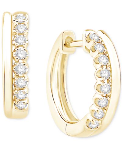 Diamond Double Row Hoop Earrings (1/5 ct. tw.) in 10k Gold