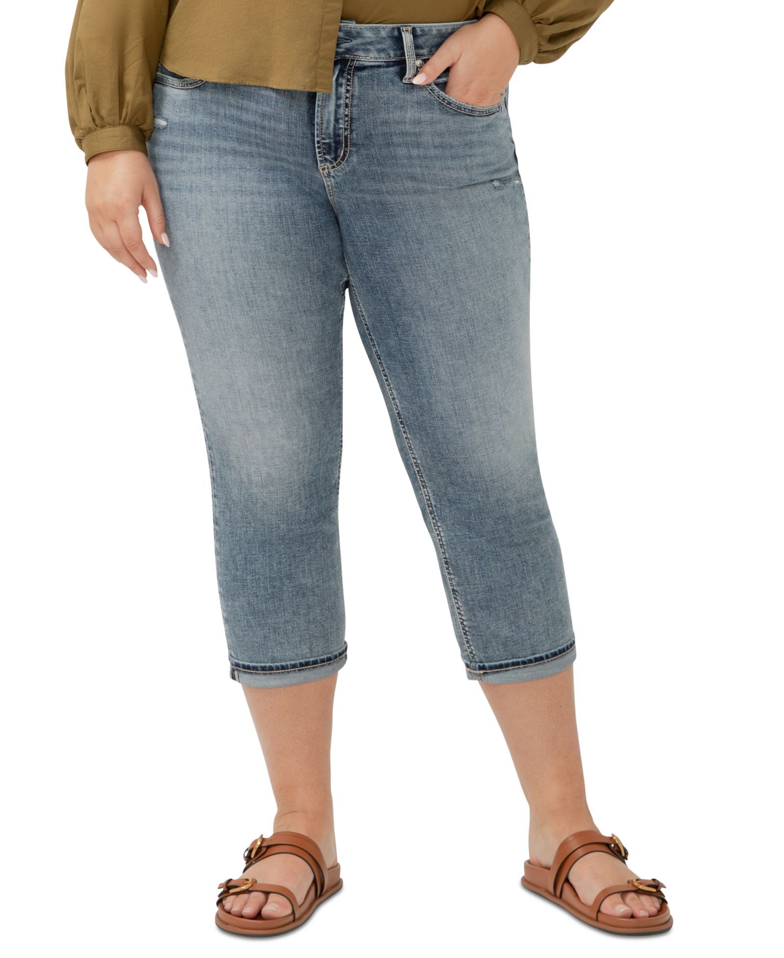 Silver Jeans Co. Plus Size Suki Mid-Rise Curvy Fit Capri