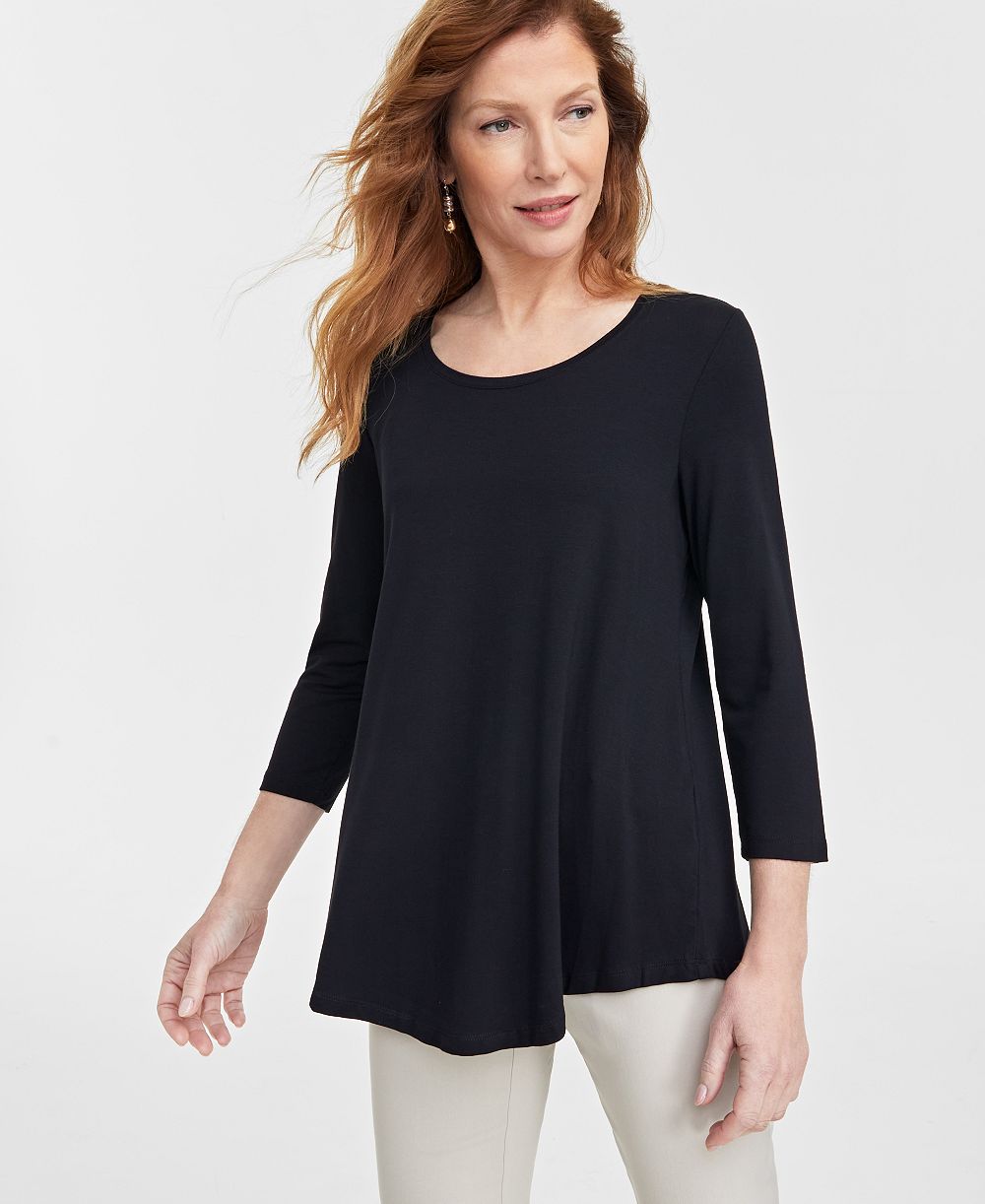 JM Collection Petite Топ Petite с рукавом 3/4 и вырезом лодочкой